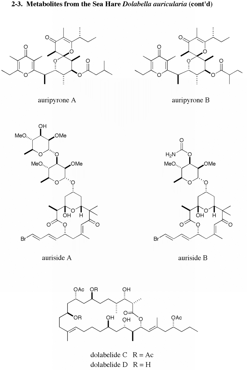 auripyrones, aurisides, aurilol, dolabelides