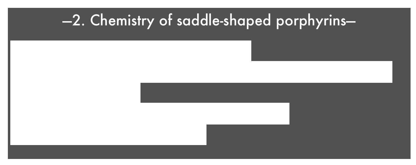 —2. Chemistry of saddle-shaped porphyrins—
(a) Porphyrin molecules and structural distortion
(b) Formation of unique supramolecular structures and molecular assemblies based on curved surfaces
(c) Development of new functions based on protonation
(d) Catalysis by protonated porphyrins